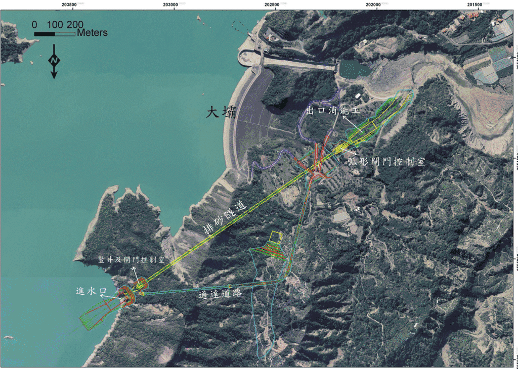 南化水庫防淤隧道布置圖