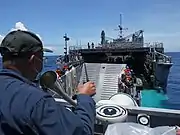 駛入旭海軍艦塢艙的機械化登陸艇