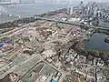 自西南往东北俯瞰的武昌北站及武昌机务段旧址全貌（2021年）