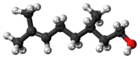 Ball-and-stick model of the (-)-citronellol molecule