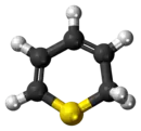 Ball-and-stick model of the 1,2-thiapyran molecule