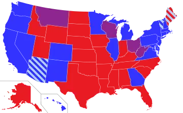 按州和党派划分的参议院组成地图