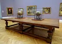 17th century Oak Table (Italy) and World Globes (Netherlands)