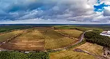 Site of the future Tesla factory in Grünheide, on the left edge of the Berliner Ring, on the right the business park Freienbrink