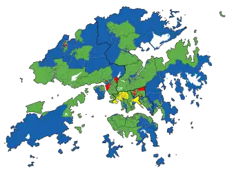 區議會（第二）功能界別票站得票最高政黨