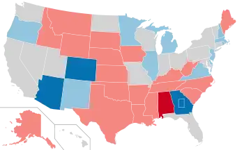 Color coded map of 2020 Senate races