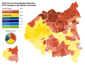 2022年法國總統選舉第一輪巴黎小皇冠（英语：）地區得票地圖