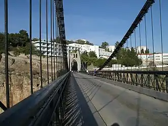 The road and the pedestrian walkway