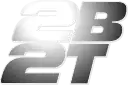 The 2b2t logo with "2B" on one line and "2T" below it in large silver letters