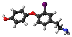 Ball-and-stick model of the 3-iodothyronamine molecule