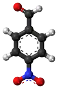 Ball-and-stick model of the 4-nitrobenzaldehyde molecule