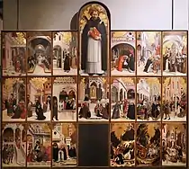 阿尼奧羅·德里·艾里（英语：）和巴爾托洛梅奧·德里·艾里（英语：）工作室的《聖彼得殉難多聯畫》（Polittico di San Pietro Martire），中幅90 × 38cm，其他55 × 30cm，約作於1450年後，1869年始藏。