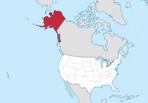 Map of the United States highlighting Alaska