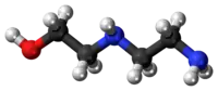 Ball-and-stick model of the aminoethylethanolamine molecule