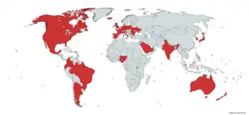 Map of states' adoption of the Artemis Accords