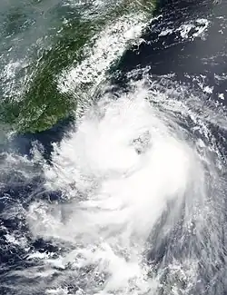 8月24日，即將登陸恆春半島的強烈熱帶風暴白鹿