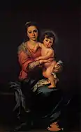 巴托洛梅·埃斯特萬·牟利羅的《抱子聖母》（Madonna col Bambino），157 × 107cm，約作於1650－1655年，自1822年起在收藏品中有據可考