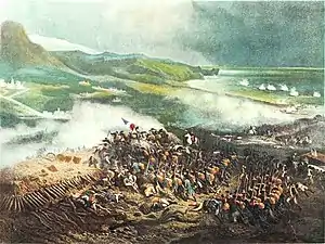 Colored painting of Battle of Loano by Joseph Louis Hippolyte Bellangé