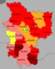 白俄人佔比  >95%  90–95%  85—90%  80–85%  <80%