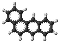 Ball-and-stick model of the benz[a]anthracene molecule