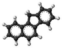 Ball-and-stick model of the benzo[a]fluorene molecule