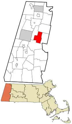 欣斯代爾在伯克夏縣及麻薩諸塞州的位置(以紅色標示)