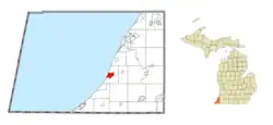 布里奇曼在貝林縣及密歇根州的位置(以紅色標示)