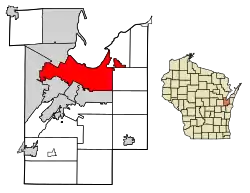 綠灣在布朗郡和威斯康辛州的位置