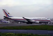 華航波音747-409，在日本的華航舊塗裝客機（B-162/B-18272），現在已改裝為波音747-400 LCF（N780BA）