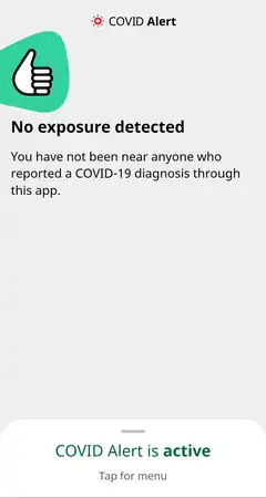 COVID Alert的界面截图