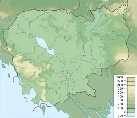 Dâmrei Mountains在柬埔寨的位置