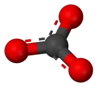 Ball-and-stick model of the carbonate anion