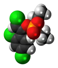 Space-filling model of the (Z)-chlorfenvinphos molecule