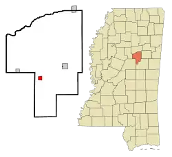 Location of Weir, Mississippi