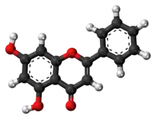 Ball-and-stick model of chrysin