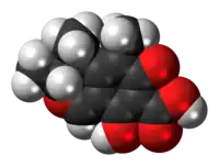 Space-filling model of the citrinin molecule