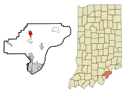 亨利維爾於克拉克縣及印第安納州之地理位置