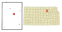 克萊森特於克萊縣及堪薩斯州的地理位置