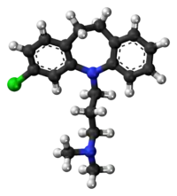 Ball-and-stick model of the clomipramine molecule