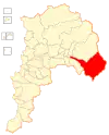 Map of Los Andes commune in the Valparaíso Region