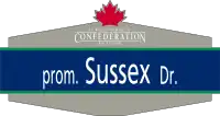 A graphic representation of a Sussex Drive street sign