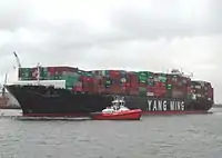 臺灣陽明海運貨輪停泊在漢堡港