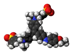 Space-filling model of the Coomassie Brilliant Blue R-250 molecule