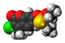 Space-filling model of the coumaphos molecule