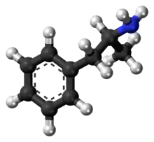 A 3d image of the D-amphetamine compound