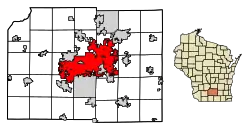 麥迪遜在戴恩郡和威斯康辛州的位置