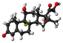 Ball-and-stick model of the dexamethasone molecule