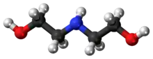 Ball-and-stick model of the diethanolamine molecule