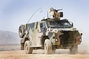 A Dutch Army Bushmaster in 2008. This vehicle has been fitted with a remote weapons station.