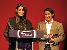 E. Chai Vasarhelyi and Jimmy Chin at Sundance in 2015